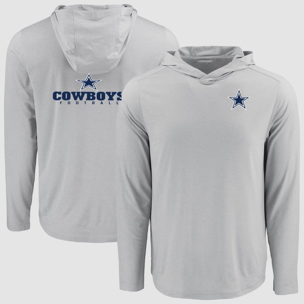 Men 2026 NFL Dallas Cowboys Hooded long sleeved T-shirt grey 05->nfl t-shirts->Sports Accessory
